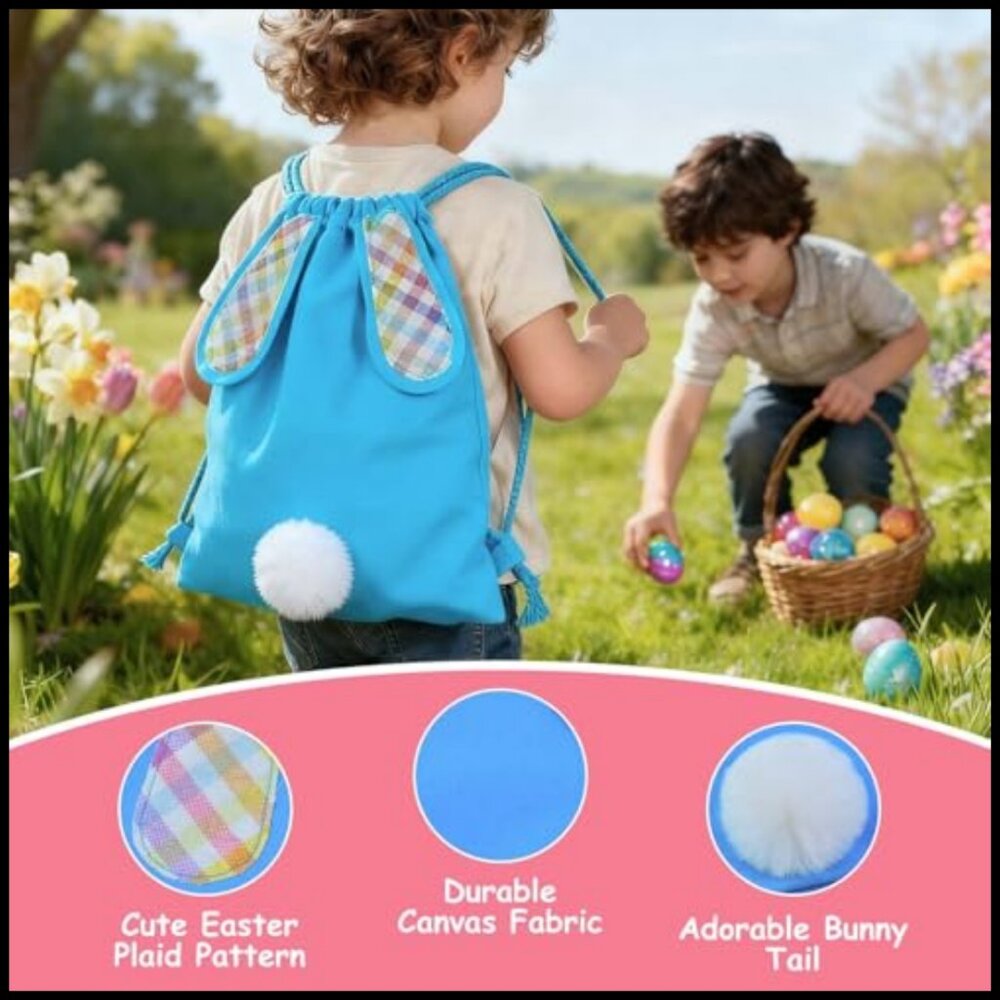 Canvas Drawstring Bunny Backpack Reusable Treat B… - image 4